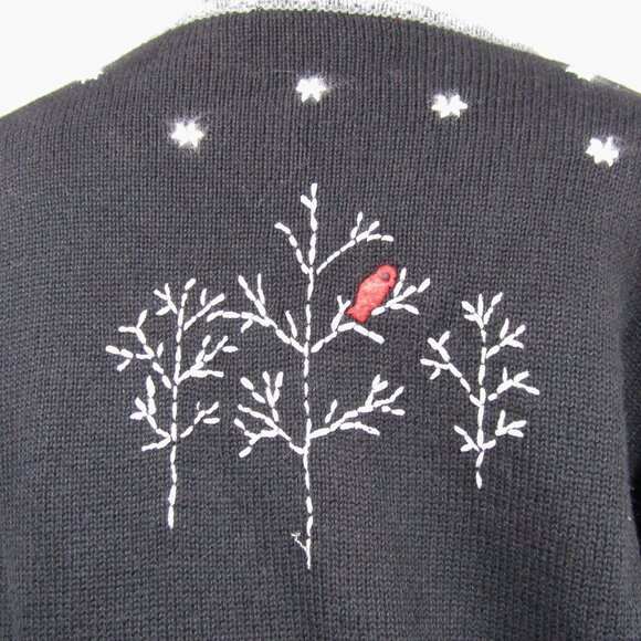CHRISTMAS XMAS HOLIDAY SKATES REINDEER SNOWFLAKES WINTER SCENE SWEATER  ZIP L - Picture 6 of 12